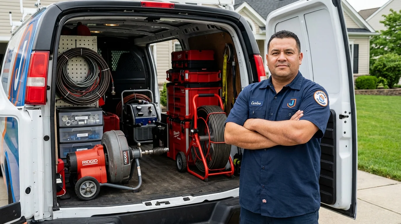 Professional drain cleaning equipment and Johns Plumbing LLC plumber in Burns Flat